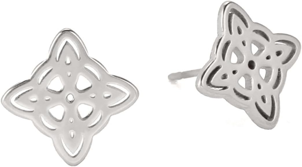 coadipress Witches Knot Stud Earrings for Women Delicate Fashion Minimalism Stainless Steel Celtic knot Stud Earrings Amulet Protection Good Luck Accessories Jewelry Gifts 