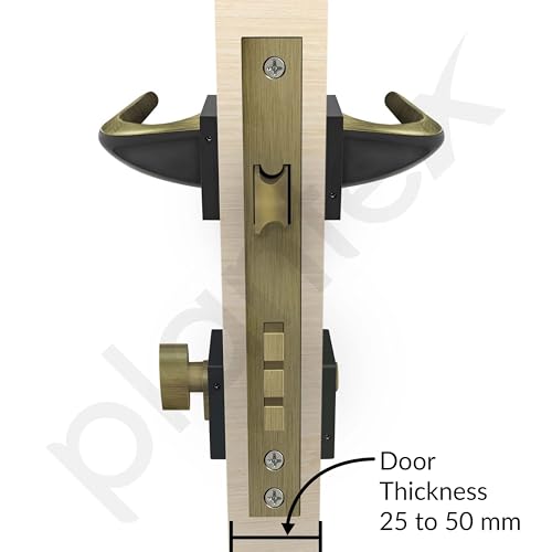 Image of Plantex Triple Security Door Lock for Home /Main Door Lock Set with 3 Years of Warranty by Plantex /Mortise Lock for Door with Brass Lock Body & Cylinder(7026 - Brass Antique)