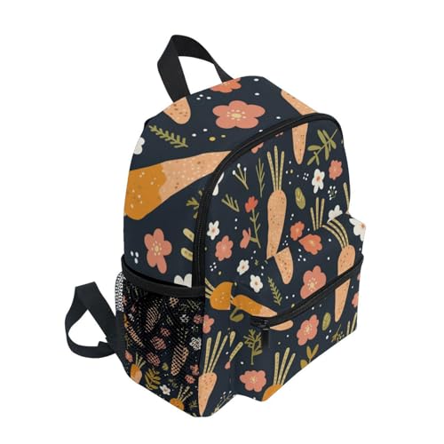 Wusikd Carrots Flowers Custom Backpack for Kids Girls Boys Bookbag Daypack Chest Strap School Bags for School Student S2