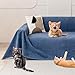 Anti Scratch Sofa Cover, Cat Scratch Furniture Protector, Waterproof Non Slip Sofa Cover, Pet-Friendly Couch Protectors for 2 Cushion Couch, Scratch Proof Couch Cover for Pets, Navy Blue, 300x180cm