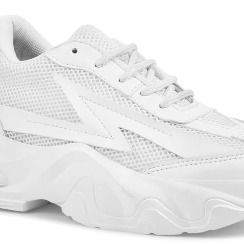 Image of JM LOOKS Women Bold Black & Beige Lightning Sneakers Shoes High-Performance, Stylish, and Built for Comfort