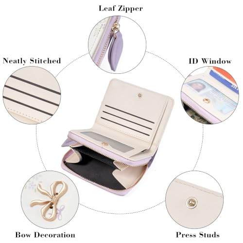 Image of GAEKEAO Small Wallet for Women RFID Blocking Vegan Leather Floral Ladies Purse Bifold Compact Card Holder with Zipper Pocket