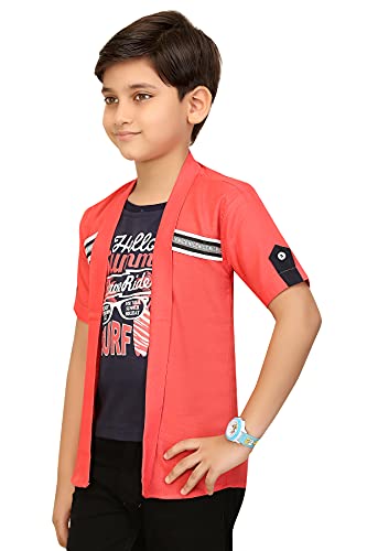 Image of Boys Printed Tshirt with Attached Jacket