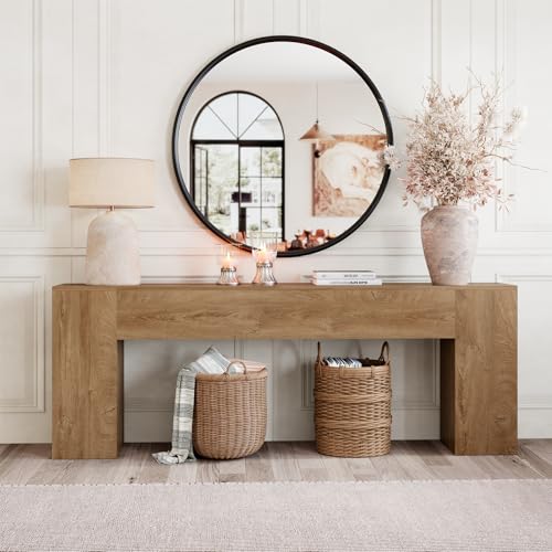 Extra Long Console Tables for Entryway 86-Inch, Natural Oak Brown | Farmhouse Couch Table Behind Sofa Wooden, Modern Entryway Table for Entrance, Hallway, Living Room, Apartment - Image 5