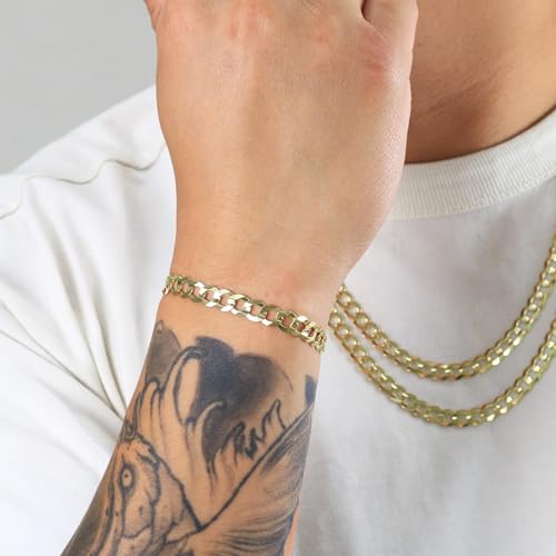 Nuragold NG10YCBS180-7 10K Yellow Gold 7Mm Solid Cuban Curb Link Chain Bracelet thumb #4