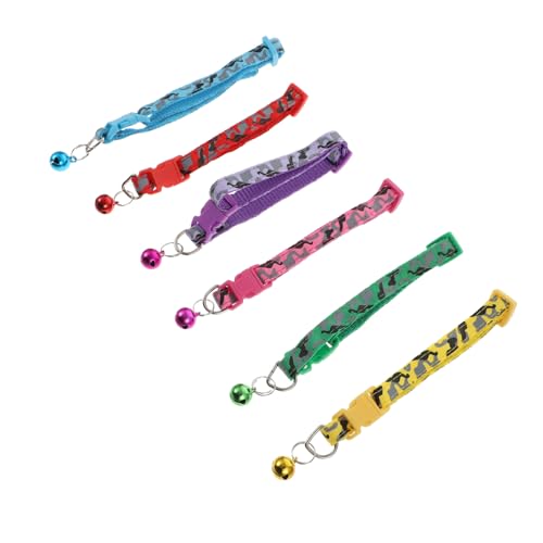 FIXOSHEE 6 Piezas Collar para Mascotas con Campana Vibrantes Rojo Verde Azul Rosa Accesorios para Perros y Cachorros