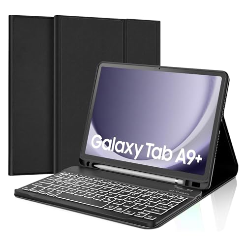 Funda con teclado bluetooth desmontable para tablet Samsung Galaxy Tab A9 Plus de 11 pulgadas