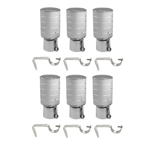 Buy Silver Rod Rail Curtain Bracket/Finials/LATTU (White) for Door