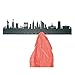 Produktbild Radius Städtegarderoben - Skyline Wandgarderobe aus pulverbeschichtetem Stahl mit 19 Haken - 80 x 3 x 18 cm, Schwarz (709 H) - über 45 verschiedene Motive (New York)
