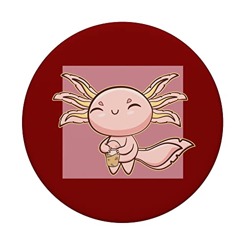 Bubble Tea Firefly Axolotl Pet Boba Kawaii Pastel Anime PopSockets Swappable PopGrip, Black - Image 3