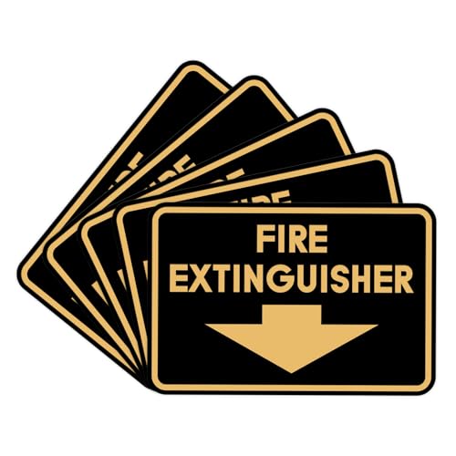 Image of Signs ByLITA Classic Framed Fire Extinguisher (Black /Gold) - Small 5 Pack