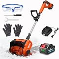 Cordless Snow Shovel, Electric Snow Shovel 12" Width 6.7" Depth Cleaning and 20ft Throwing Distance, 4 Ah 21V Battery Brushless Snow Mover with Adjustable Front Handle for Driveway, Steps, Patio