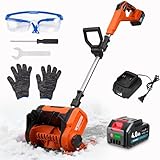 Cordless Snow Shovel, Electric Snow Shovel 12' Width 6.7' Depth Cleaning and 20ft Throwing Distance, 4 Ah 21V Battery Brushless Snow Mover with Adjustable Front Handle for Driveway, Steps, Patio