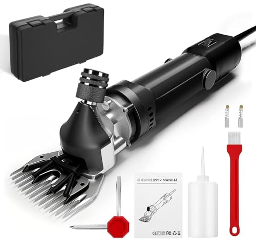 MoraRise Electric Sheep Shears 690W Professional Sheep Shearing Clippers 6 Speed Heavy Duty Farm Livestock Grooming Kit for Sheep Alpacas Goats Thick Coat Animals Cattle Pet (Black)