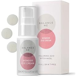 Balance Me Wonder Eye Cream for Dark Circles, Puffy Eyes Treatment with Hyaluronic Acid, Witch Hazel & Cucumber Oil, Anti-Aging, Anti Wrinkle Eye Cream, (1 x 0.5 fl oz)