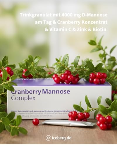 Complejo de manosa de arándanos – D-manosa en polvo de alta dosis + arándano + zinc + biotina + vitamina C natural – vejiga sana suave y probada en laboratorio.