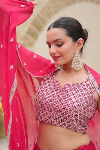 Lehenga 11705 en faux georgette étincelant pour briller lors des mariages - 3