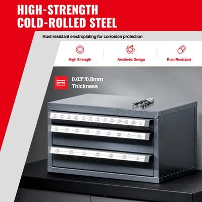 Happybuy Drill Bit Dispenser Cabinet, Three-Drawer Drill Bit Organizer Cabinet for 1/16