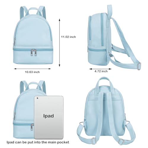 YiXiamo Cute Fashion Mini Backpack Leather for Women (Sky Blue)2