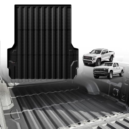 Image of TripleAliners Truck Mat Compatible with 2023-2026 Chevy Colorado /GMC Canyon 5FT Accessories, Truck Bed Mat Heavy Duty Custom Fit All Weather Protection TPE Pickup Liner