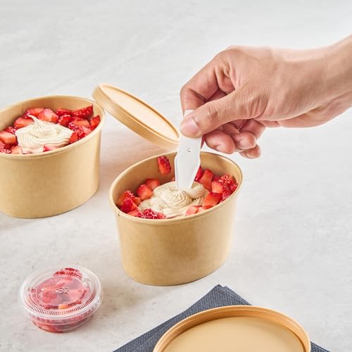 Image of Coppetta 12 Ounce Dessert Cups, 50 Greaseproof Ice Cream Cups - Lids Sold Separately, For Hot And Cold Foods, Kraft Paper Yogurt Bowls, Disposable, For Sundaes, Mousse Or Puddings - Restaurantware