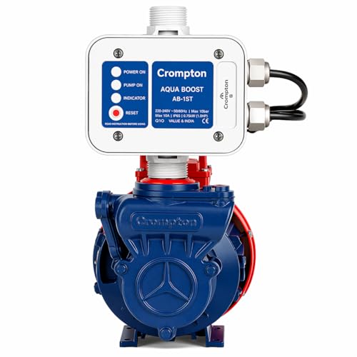 Image of Crompton 1HP High Pressure Booster Pump with Crompton Automatic Pressure Controller| Suitable for Upto 3-4 Bathrooms, Kitchens| 12 Months Manufacturers Warranty| New Launch