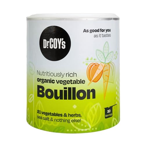 Dr. Coys Organic Vegetable Bouillon Powder 150g - Gluten Free Vegan Broth for Vegetable Stock Soups and Sauces - Rich in Organic Vegetables - Ideal for Cooking & Seasoning