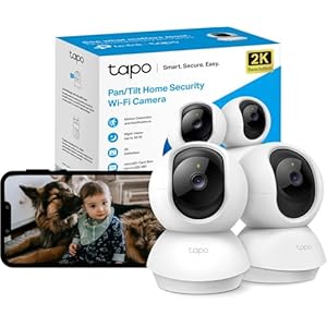 Tapo Wifi Indoor Camera, 2K 3MP Full HD Baby Camera, 360° Security Wireless Pet Camera, Night Vision, Work with Alexa & Google Home, 2 Pack(Tapo C210P2) (Package may vary)