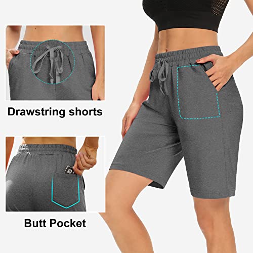 Dibaolong Womens Yoga Shorts Loose Comfy Drawstring Lounge Bermuda Shorts With 3 Pockets Dark Gray Xl #TOP2
