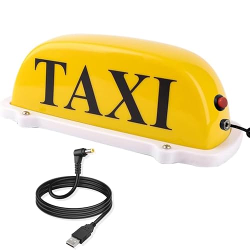 LEEYIKE Taxi Sign Top Light Roof Car Driver Sign USB Rechargeable Battery with Magnetic Base Waterproof Taxi Sign Light Yellow Sheel