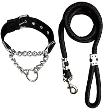 DOG TRUST Dog Combo of Rope Leash with Choke Belt Collar for Dogs - Black (Large)
