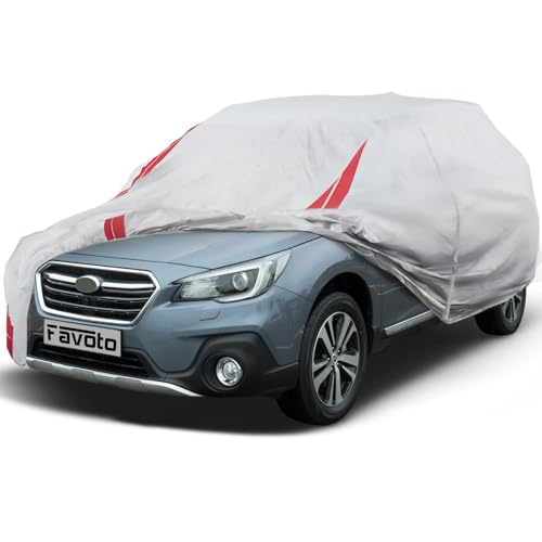 Image of Favoto SUV Car Cover Waterproof Custom Fit for Subaru Outback (1999-2026) | All Weather for Automobiles Outdoor with Reflective Stripe Snow Sun Dust UV Protection Full Exterior Cover