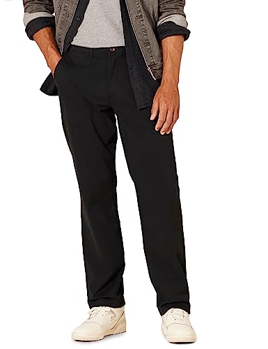 Amazon Essentials Men's Classic-Fit Casual Stretch Khaki Trouser, Black, 38W / 28L