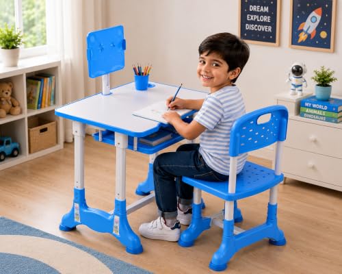 MLU Adjustable Kids Study Table & Chair Set | Height Adjustable C...