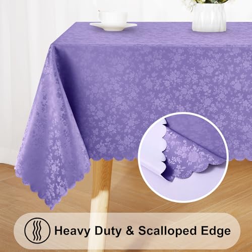 Image of Smiry Round Table Cloth, Waterproof Heavy Duty Vinyl Tablecloths, Wipeable Washable Table Cover for Kitchen and Dining Room (Purple, 60 inch Round)