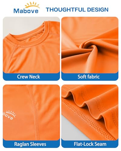 Mabove Boys Upf 50+ Long Sleeve Sport Sun Protective Rash Guard Swim Athletic Shirt Outdoor Running Orange thumb #5
