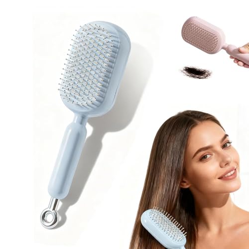 Retractable Cushion Massage Comb, Self-Cleaning Anti-Static Hairbrush, Scalp Massage Tool, Easily Detangles Hair