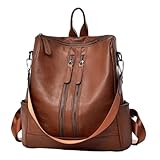 Mochila Femininas Bolsa De Viagem Escolar Faculdade Grande Capacidade Acompanha Uma Alça De Ombro Removível E Uma Entrada Para Fone De Ouvido (Marrom)