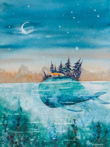 ART.COM Wall Art Print Whale and fox by Ewa Mazur, 24" x 32"