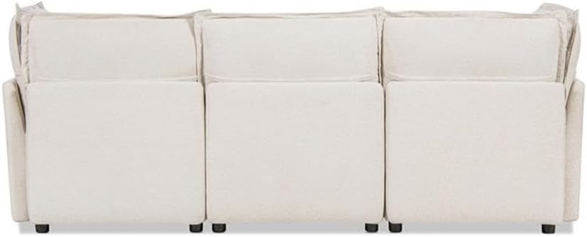 Pemberly Row 95" Reversible Chaise Modular Sectional Sofa with Storage, Beige Performance Fabric, Flange-Edged Cushions, Customizable Layout, Modern Living Room Seating for Kids and Pets