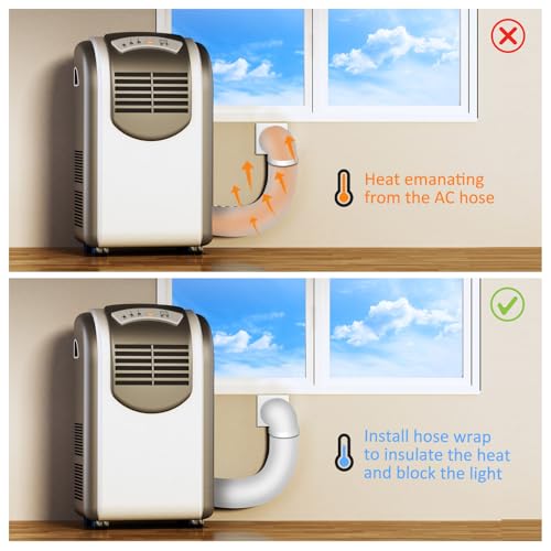 Image of Outus 1 Pc Air Conditioner Hose Cover Wrap - Ac Hose Duct Vent Insulation Sleeve Insulated Cover for Portable Ac for 5 inch & 5. 9 inch Diameter 60 inch Long Exhaust Hoses Tube (White)