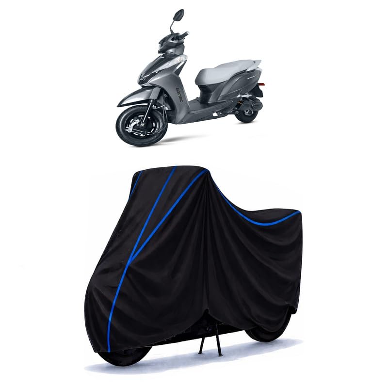 Image of Scooty Cover Water Resistant for Magnus Pro | Universal Scooter & Bike Cover | Heavy Duty UV Dust, Rain & Scratch Protection | Elastic Fit All Weather Indoor Outdoor | Black with Blue Piping