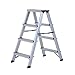 Produktbild HOMCOM Trittleiter Aluleiter Stehleiter Klapptritt Doppelleiter Haushaltsleiter Leiter Stufenleiter (4 Stufen)