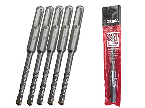 ZEBRA PREMIUM TOOLS Tungsten Z-6110 Sds Plus 6 * 110Mm Hammer Drill Bits | Concrete Drilling Bits | Rotary Hammer Bits (5) (B091NSWFZC) Amazon Price History, Amazon Price Tracker