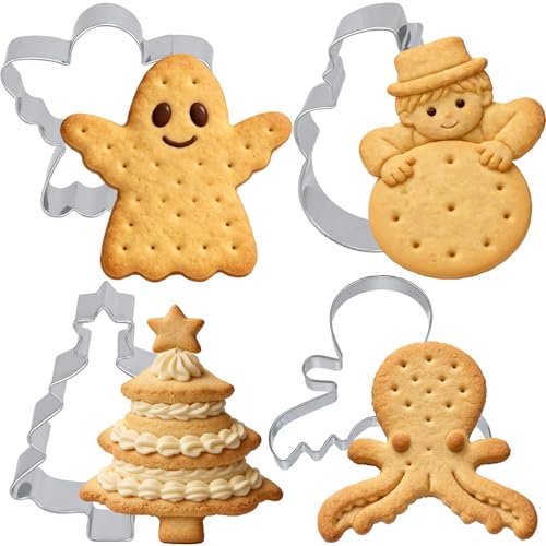 Set di formine per biscotti a forma di gnomo, in acciaio inox, con alce e Babbo Natale, con fiocchi di neve, regalo per biscotti, ecc. (MM)
