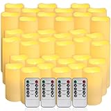 Wfmolcand 36-Pack Flickering Flameless Candles with Remote Control - LED Fake Candle Perfect for Wedding,Outdoor,Table,Halloween,Christmas Decor - Create a Magical Ambiance Effortlessly(Three Sizes)