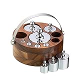 KitchenCraft Living Nostalgia Kitchen Scale Weights Set (Metric) with Wooden Holder in Gift Box, Polished Metal, 10 Pieces