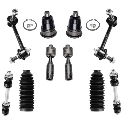 Image of Detroit Axle - 16pc Front End Kit for 2008-2009 Chevy Trailblazer GMC Envoy 2008 Saab 9-7X 2 Upper Control Arms 4 Ball Joints 4 Front Rear Sway Bar Links 4 Inner Outer Tie Rods 2 Boots Replacement