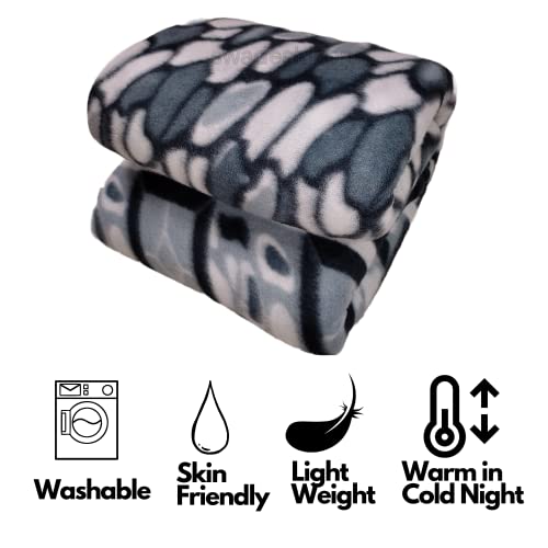 Image of Winter Soft Single Bed Warm Woolen Blend Fleece Blanket Cover | Quilt Cover | Razai Cover with Zipper, Size- 90 x 54 in, Color- Gray, Single Bed Size (90x54, Gray)