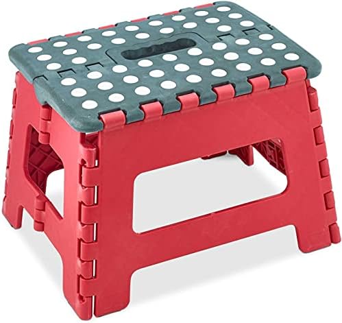Almineez Folding Step Stool Heavy Duty 22cm Height Multi Purpose Strong Plastic Stool Anti Skid/Slip Foldable & Easy to Storage Ideal use in Home Kitchen Bathroom Garden Garage Workplace (Small)